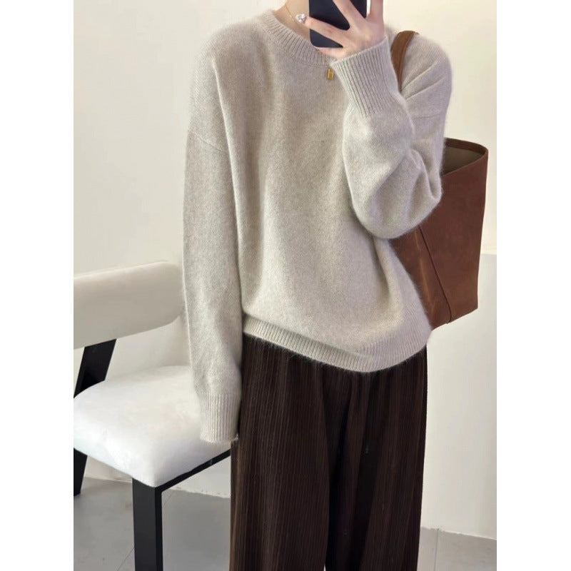 Dámský Oversize Luxusní Pulovr – Volný Svetr z Mohérové Směsi