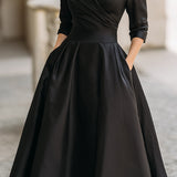 Elegantní midi šaty ve tvaru A pro ženy – Vintage a formální plisovaný styl