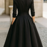 Elegantní midi šaty ve tvaru A pro ženy – Vintage a formální plisovaný styl