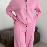 Stylový Dvoudílný Set pro Ženy – Oversize Zipová Mikina a Tepláky