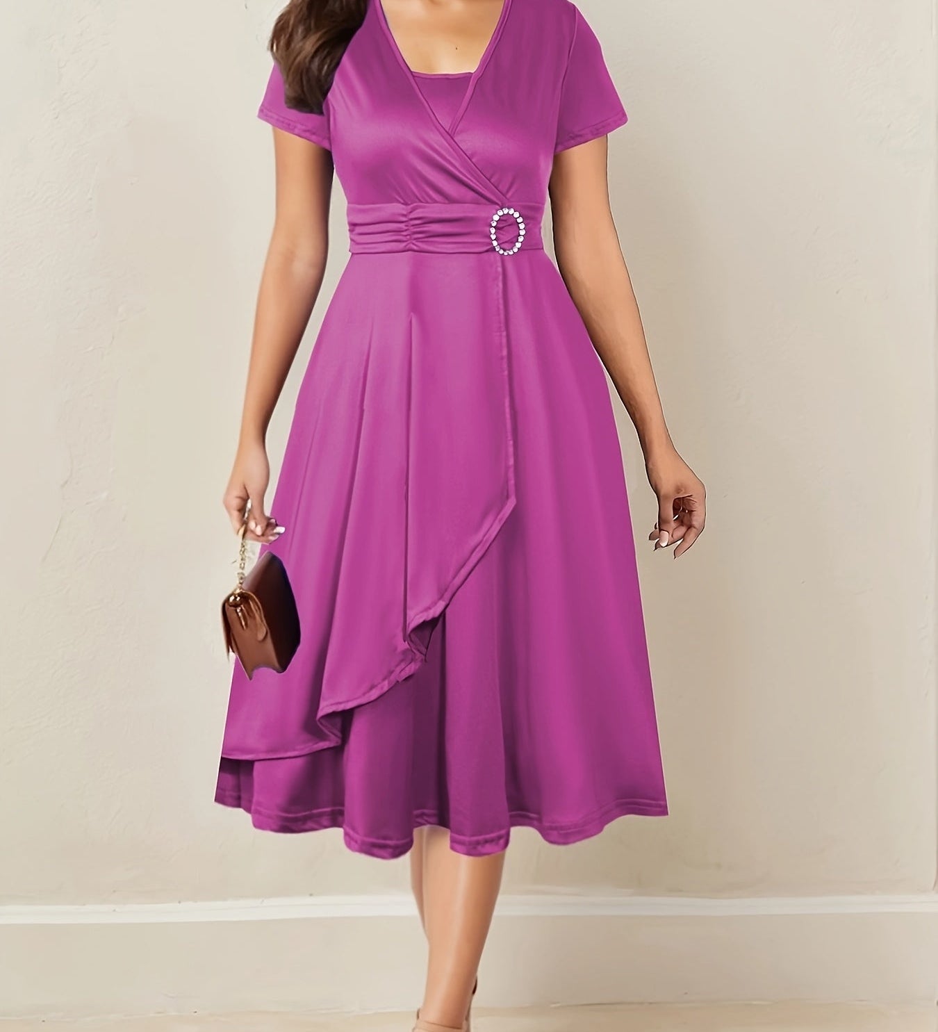 Hilda™ - Elegantní večerní šaty s kamínkovým V-výstřihem