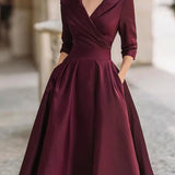 Elegantní midi šaty ve tvaru A pro ženy – Vintage a formální plisovaný styl