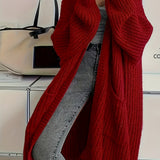 Oversize otevřený cardigan pro ženy – dlouhý měkký pletený