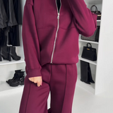 Stylový Dvoudílný Set pro Ženy – Oversize Zipová Mikina a Tepláky
