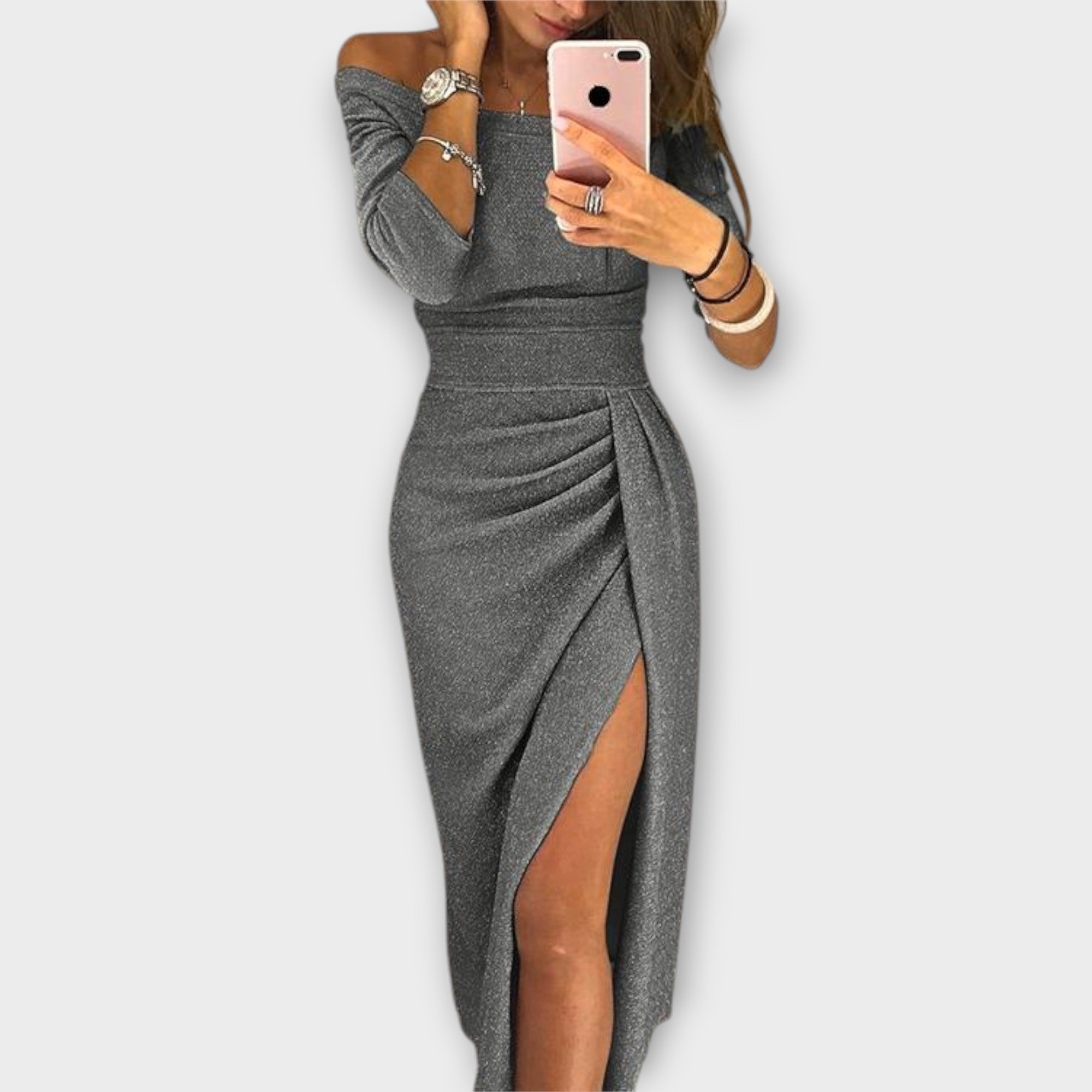 Lena™ - Elegantní Off-Shoulder Šaty