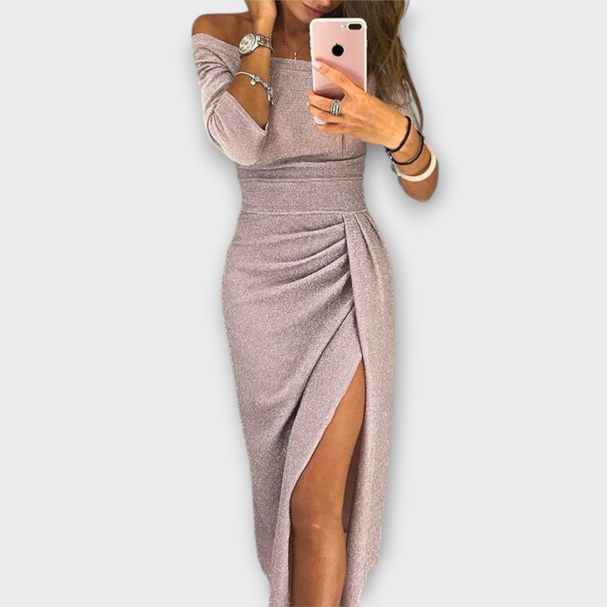 Lena™ - Elegantní Off-Shoulder Šaty