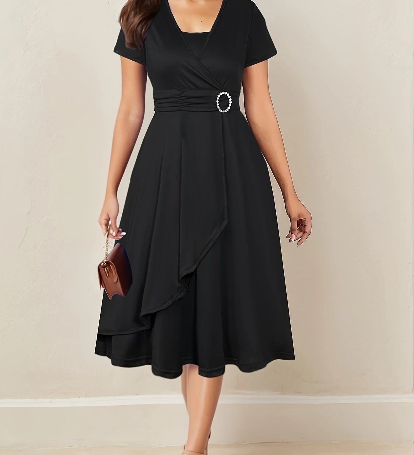 Hilda™ - Elegantní večerní šaty s kamínkovým V-výstřihem