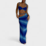 Jane - Stylový gradientní cropped top a overskirt duo