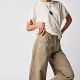 Dámské džíny Barrel Large Jambe Large Taille Moyenne Stretch – Ležérní Denim Baggy
