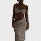 Jane - Stylový gradientní cropped top a overskirt duo