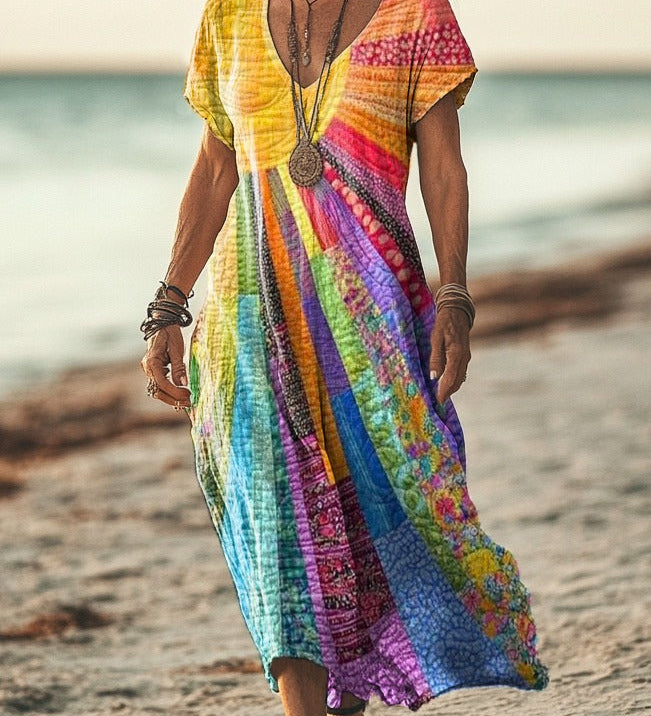 Boho-Chic Sluneční vzor Šaty