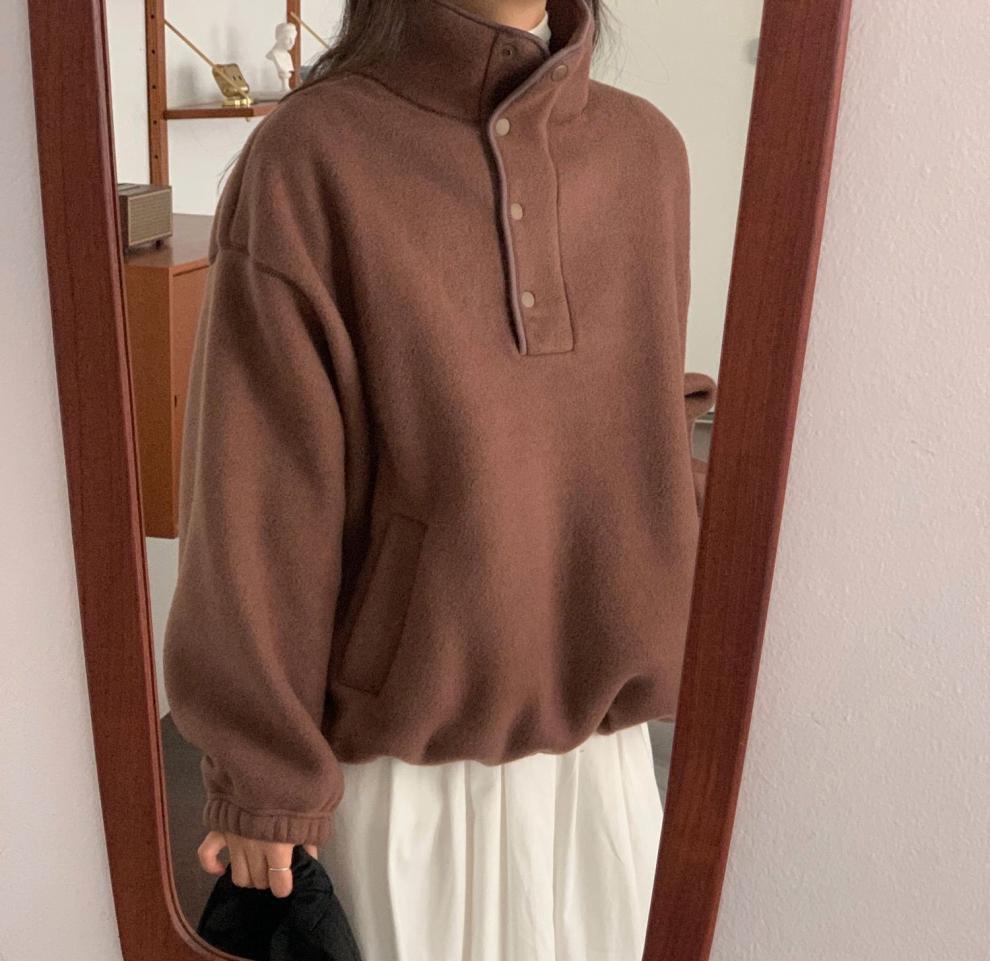 Dámský měkký fleece svetr s vysokým límcem – Tlustý a pohodlný zimní svetr