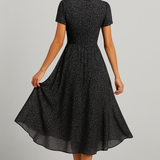 Elegantní Midi Šaty A-Linie pro Ženy – Krátké Rukávy, Výstřih do V