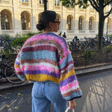 Dámský měkký cardigan s otevřeným střihem – Elegantní a barevný pletený svetr