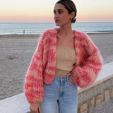 Dámský měkký cardigan s otevřeným střihem – Elegantní a barevný pletený svetr