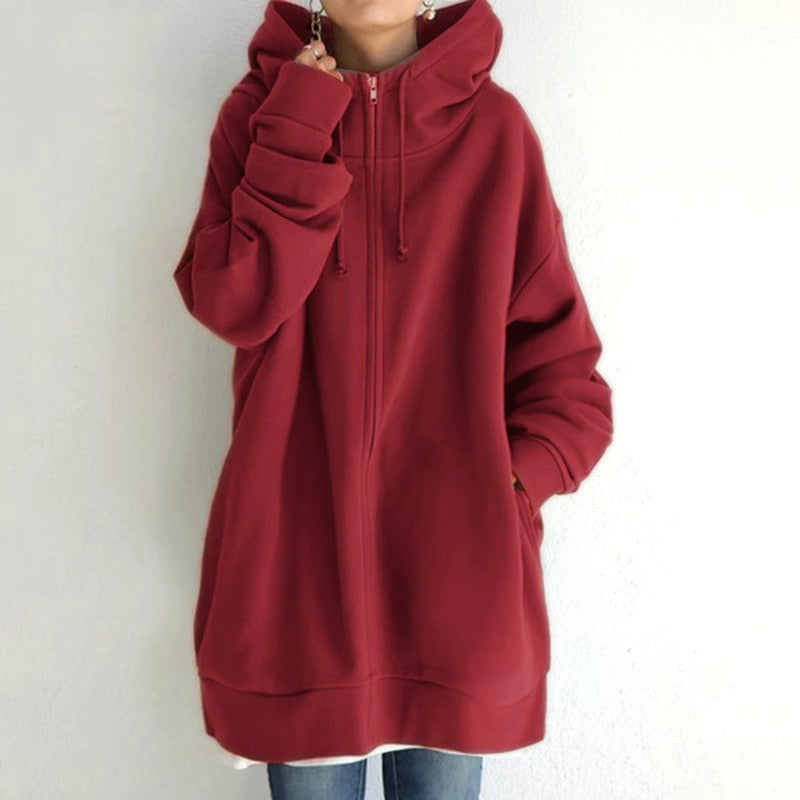 Pohodlná zimní mikina pro ženy s oversized kapucí – Teplá a elegantní mikina s kapucí