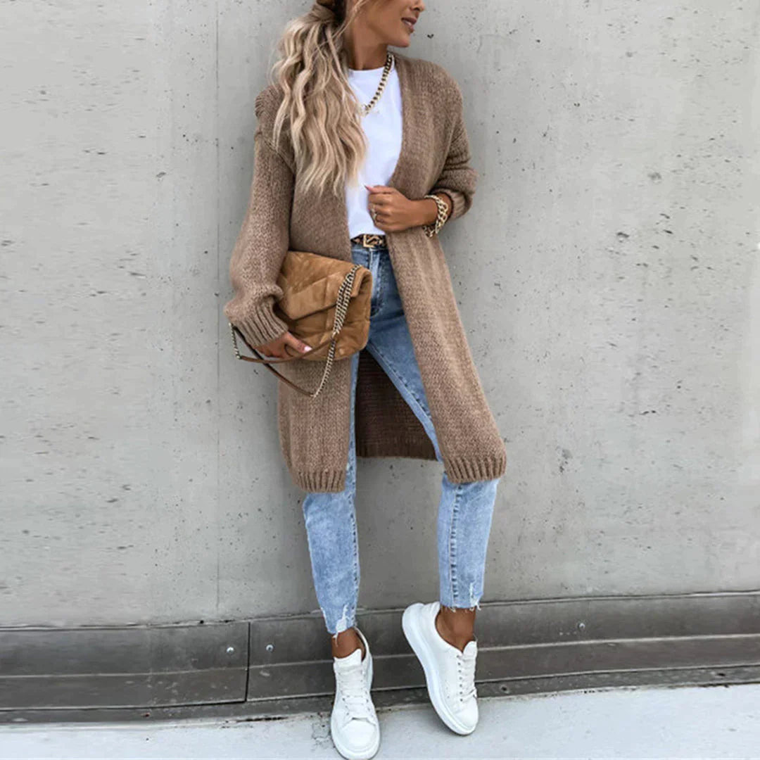 Dlouhý oversize cardigan pro ženy – Volný a pohodlný pletený