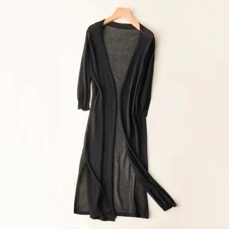 Dlouhý svetr pro ženy – Elegantní lehký cardigan pro stylový a vzdušný vzhled