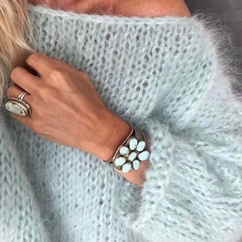 Elegantní Fluffy Svetr pro Ženy – Oversize Svetr s Dlouhými Rukávy
