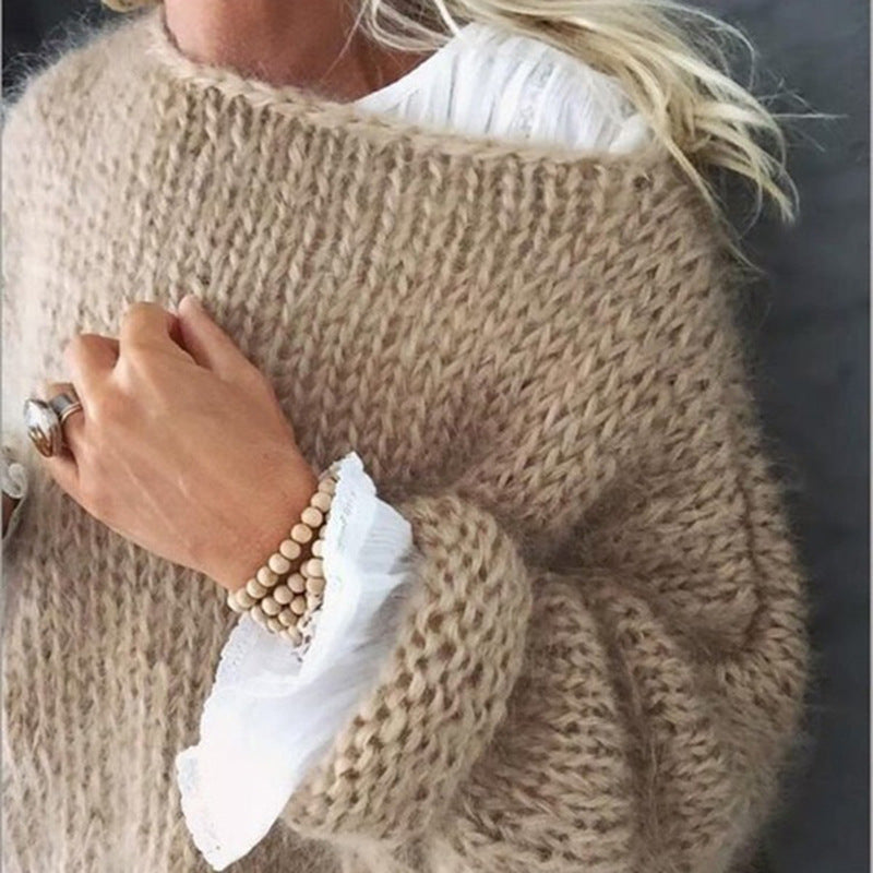 Elegantní Fluffy Svetr pro Ženy – Oversize Svetr s Dlouhými Rukávy