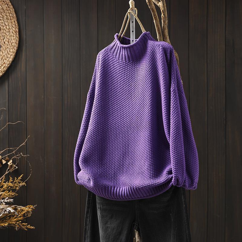 Dámský Oversize Svetr Pletený S Hřejivým Rolákem
