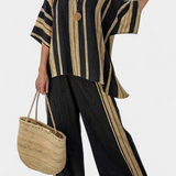 Adéla – pohodlný oversized pruhovaný top a volné lněné kalhoty