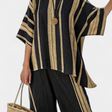 Adéla – pohodlný oversized pruhovaný top a volné lněné kalhoty