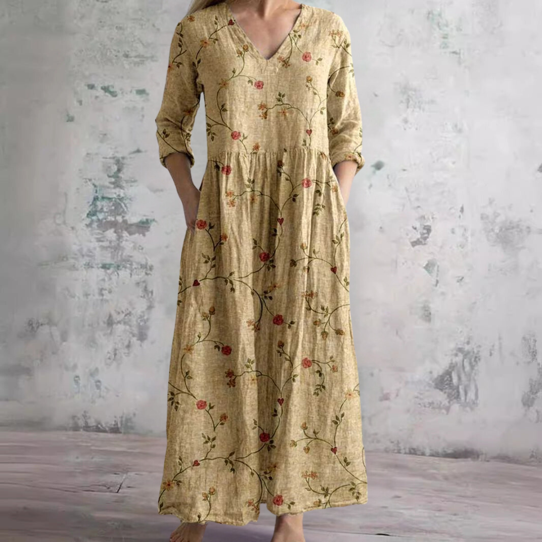 Maxi květinové letní šaty s výstřihem do V pro ženy – Boho styl dlouhé šaty