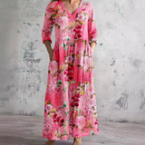 Maxi květinové letní šaty s výstřihem do V pro ženy – Boho styl dlouhé šaty