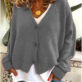 Dámský pletený cardigan s knoflíky a V výstřihem, měkký a elegantní