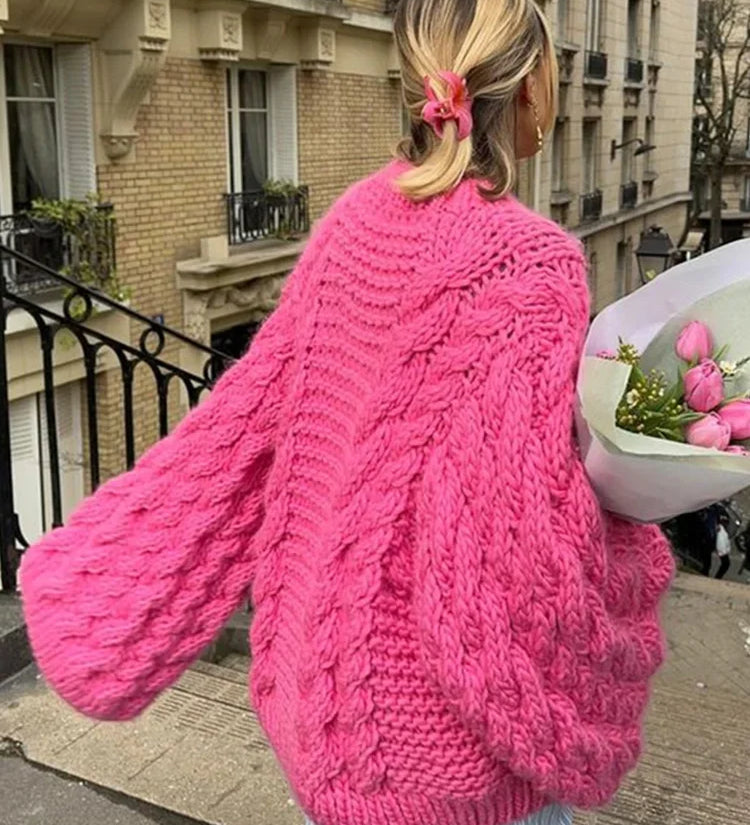 Elegantní a Teplý Svetr pro Ženy – Tlustý Pletený Svetr
