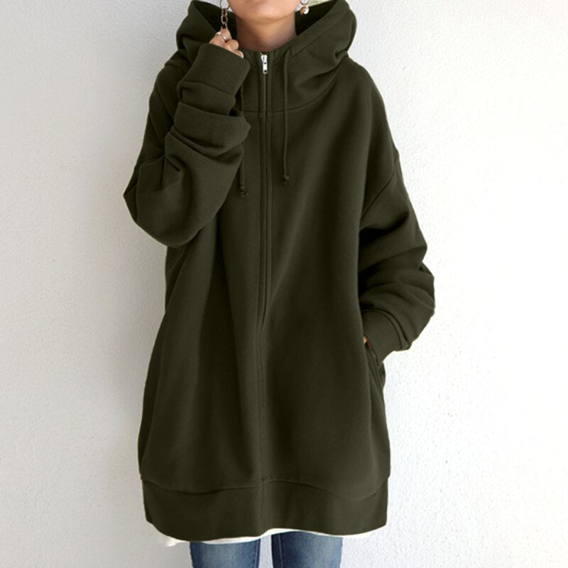 Pohodlná zimní mikina pro ženy s oversized kapucí – Teplá a elegantní mikina s kapucí