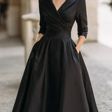 Elegantní midi šaty ve tvaru A pro ženy – Vintage a formální plisovaný styl