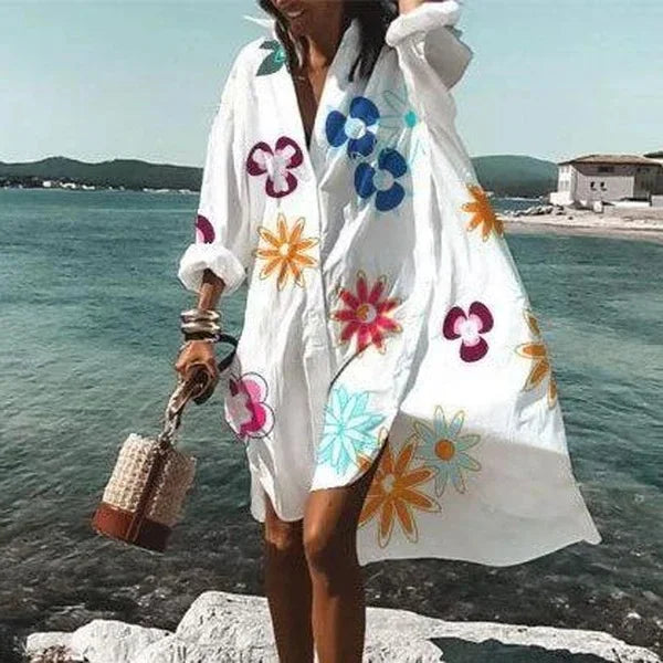 Trendy fluidní košilová šaty bílé