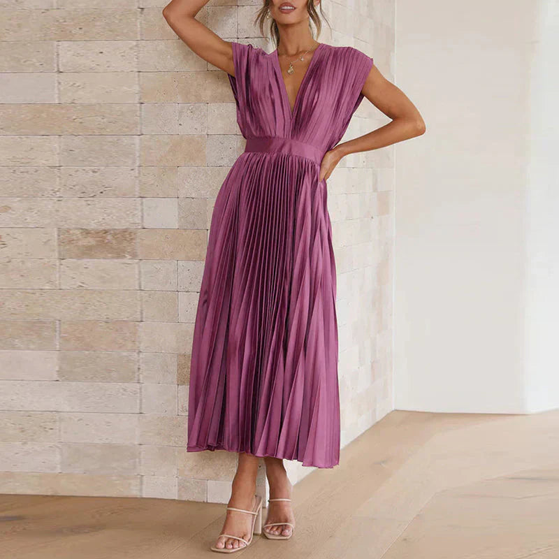 Elegantní dlouhá plisovaná večerní šaty pro ženy