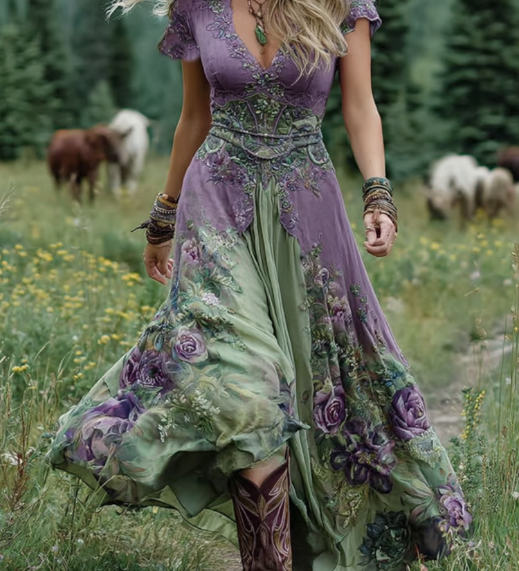 Mavis™ – Elegantní Květinové Maxik Kleid