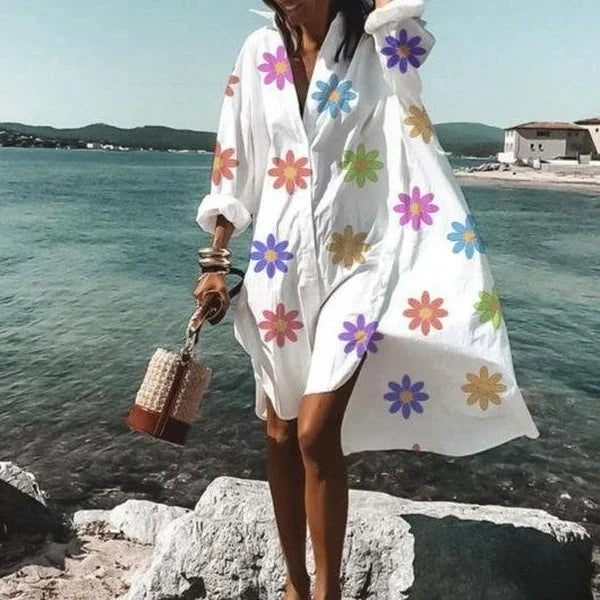 Trendy fluidní košilová šaty bílé