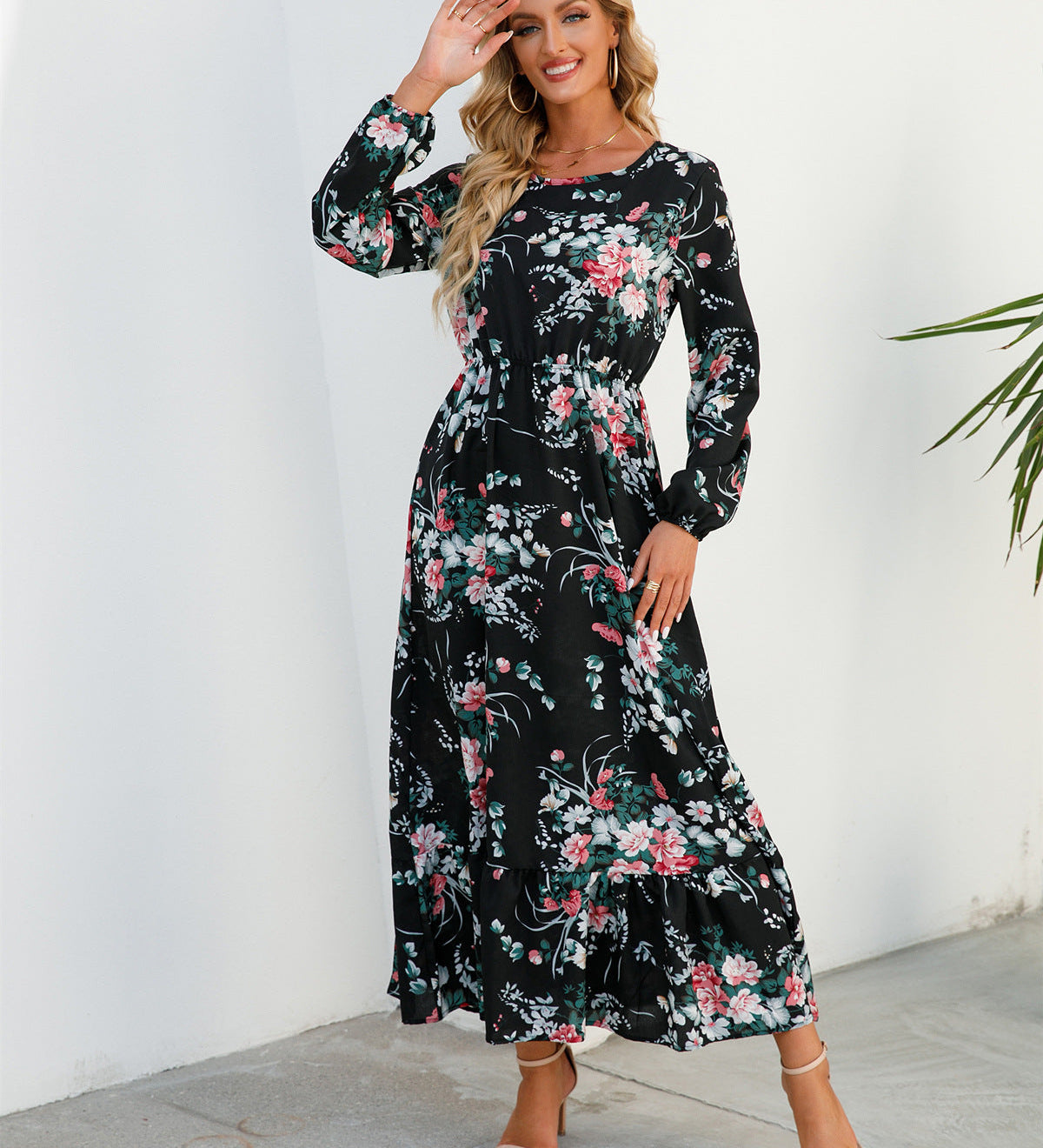 Víceúčelové Květinové Šaty z Módy pro Ženy – Elegantní Styl s Kulatým Výstřihem