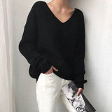 Dámský Oversize Svetr s Výstřihem do V – Pohodlná a Elegantní Pletenina