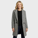 Greta | Kabát černý a bílý se strukturovaným vzorem
