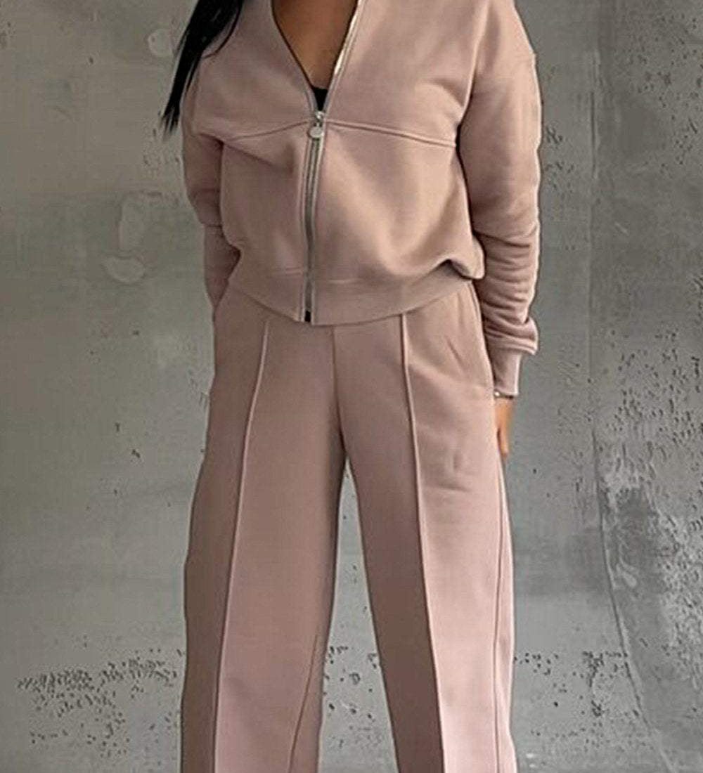 Stylový Dvoudílný Set pro Ženy – Oversize Zipová Mikina a Tepláky